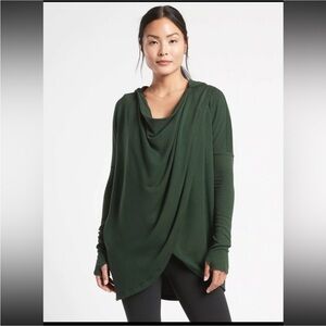 Athleta Purana Green Oversized Wrap Hoodie Sweatshirt
